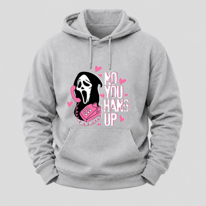 No You Hang Up Funny Ghost Calling Horror Halloween Pink Halloween Hoodie