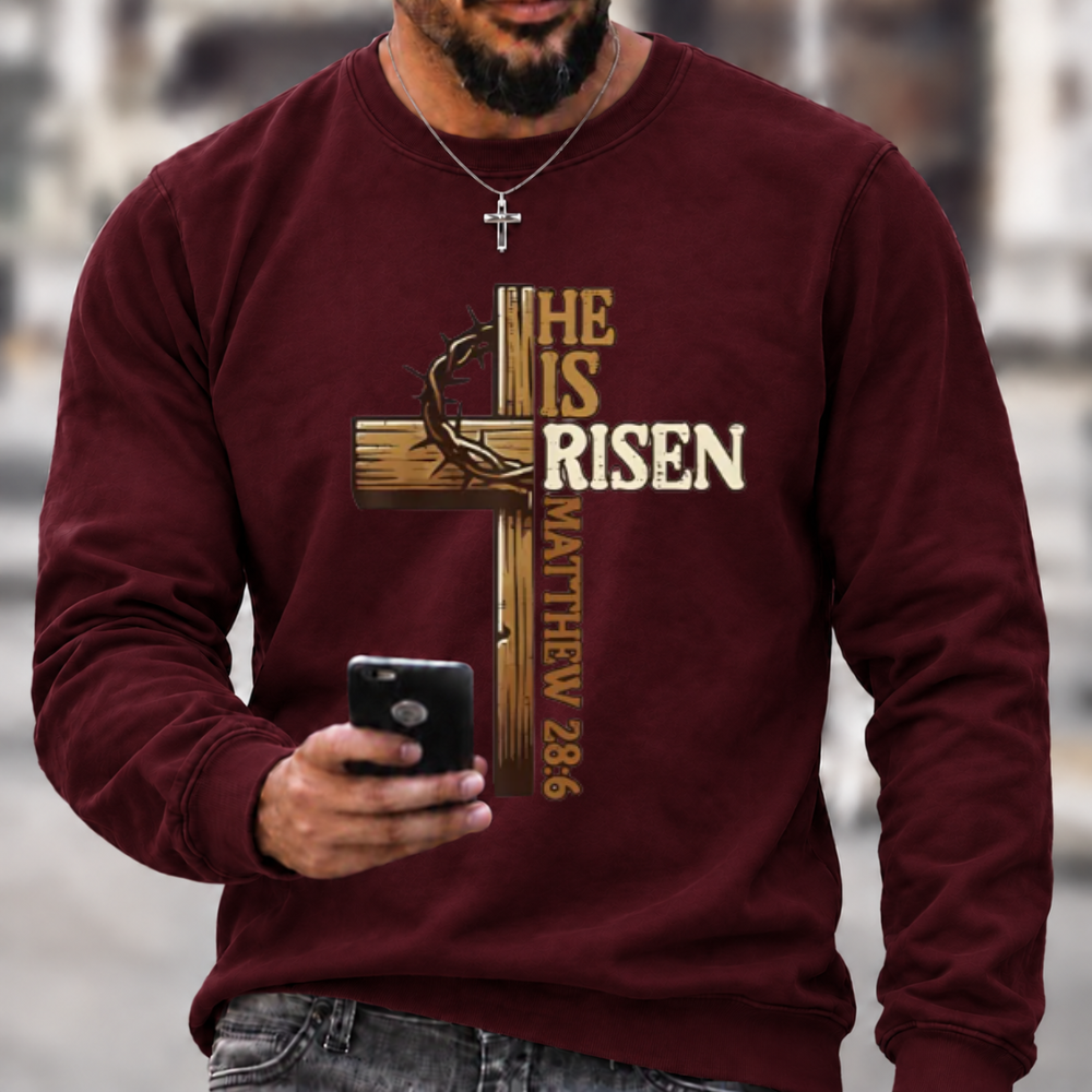 He Is Risen Cross Christian Graphic Sweatshirt