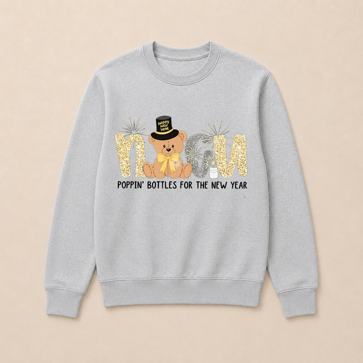 Cute New Year Teddy Bear  Crewneck Sweatshirt