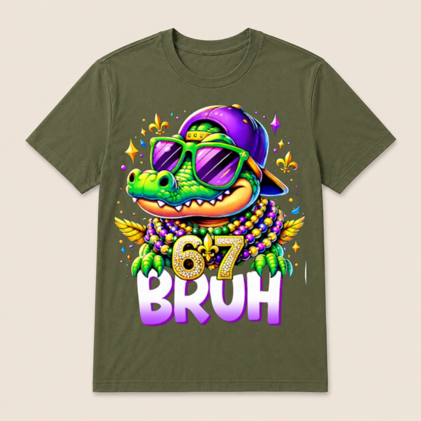 67 Mardi Gras Alligator Mardigator Six Seven Bruh Boys 6 7 T Shirt