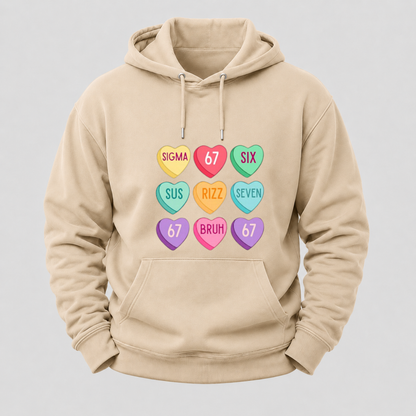 Valentine’s Day 67 Meme Six Seven Heart Kids 6 7 Boys Funny Hoodie