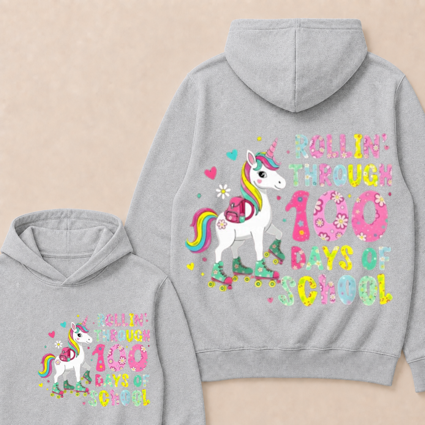 100 Days of School Unicorn 100th Day Smarter Girls Teacher Hoodie