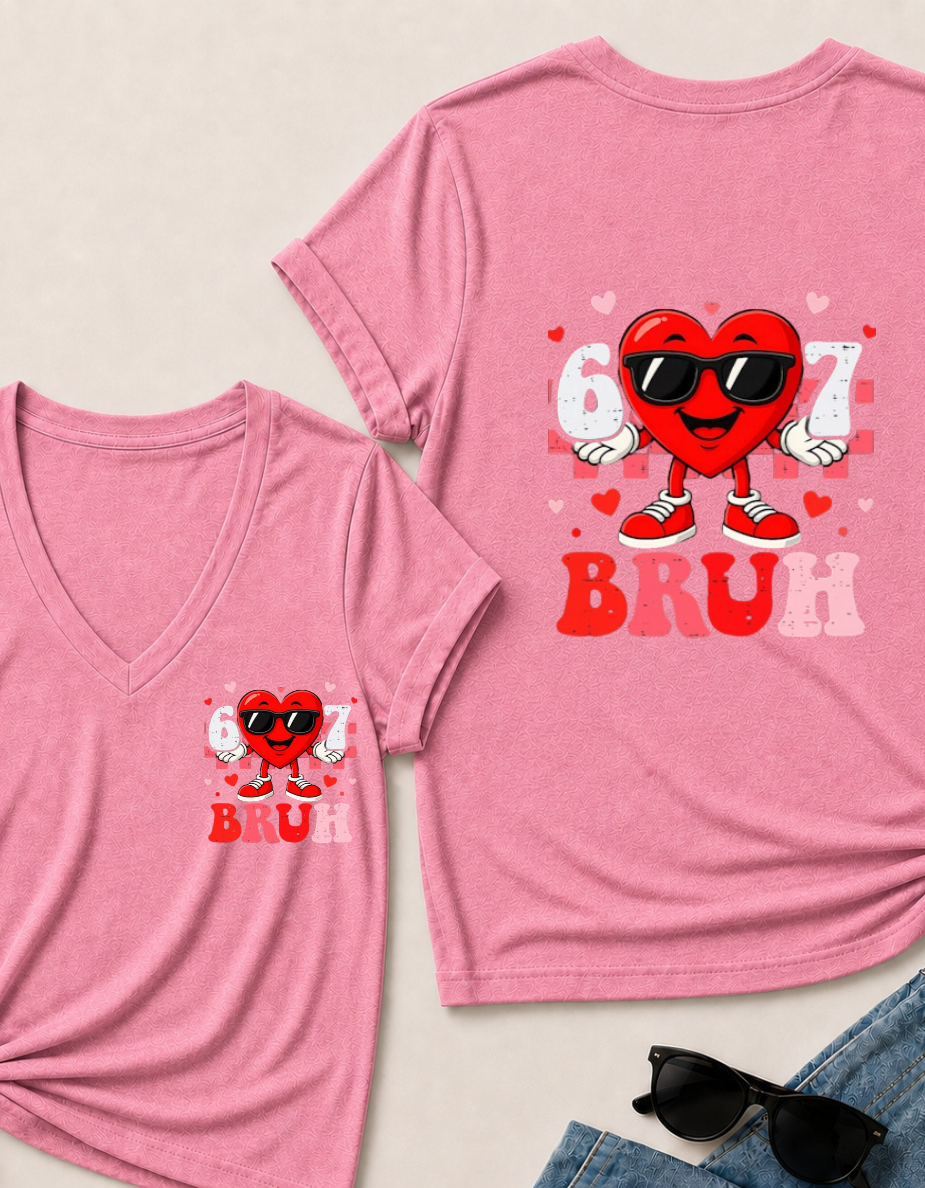 Six Seven 67 Bruh 6 7 Meme Funny Valentine Heart Boys Kids T Shirt