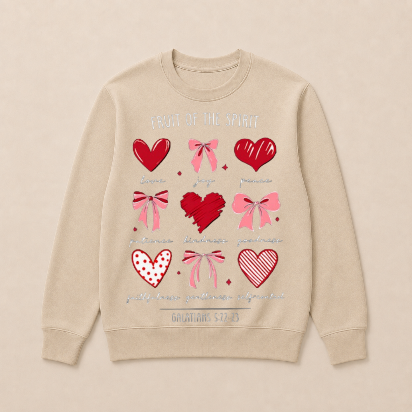 Fruit of The Spirit Christian Hearts Galatians 522 23 Crewneck Sweatshirt