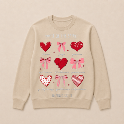 Fruit of The Spirit Christian Hearts Galatians 522 23 Crewneck Sweatshirt