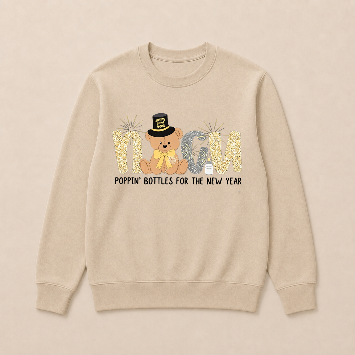 Cute New Year Teddy Bear  Crewneck Sweatshirt