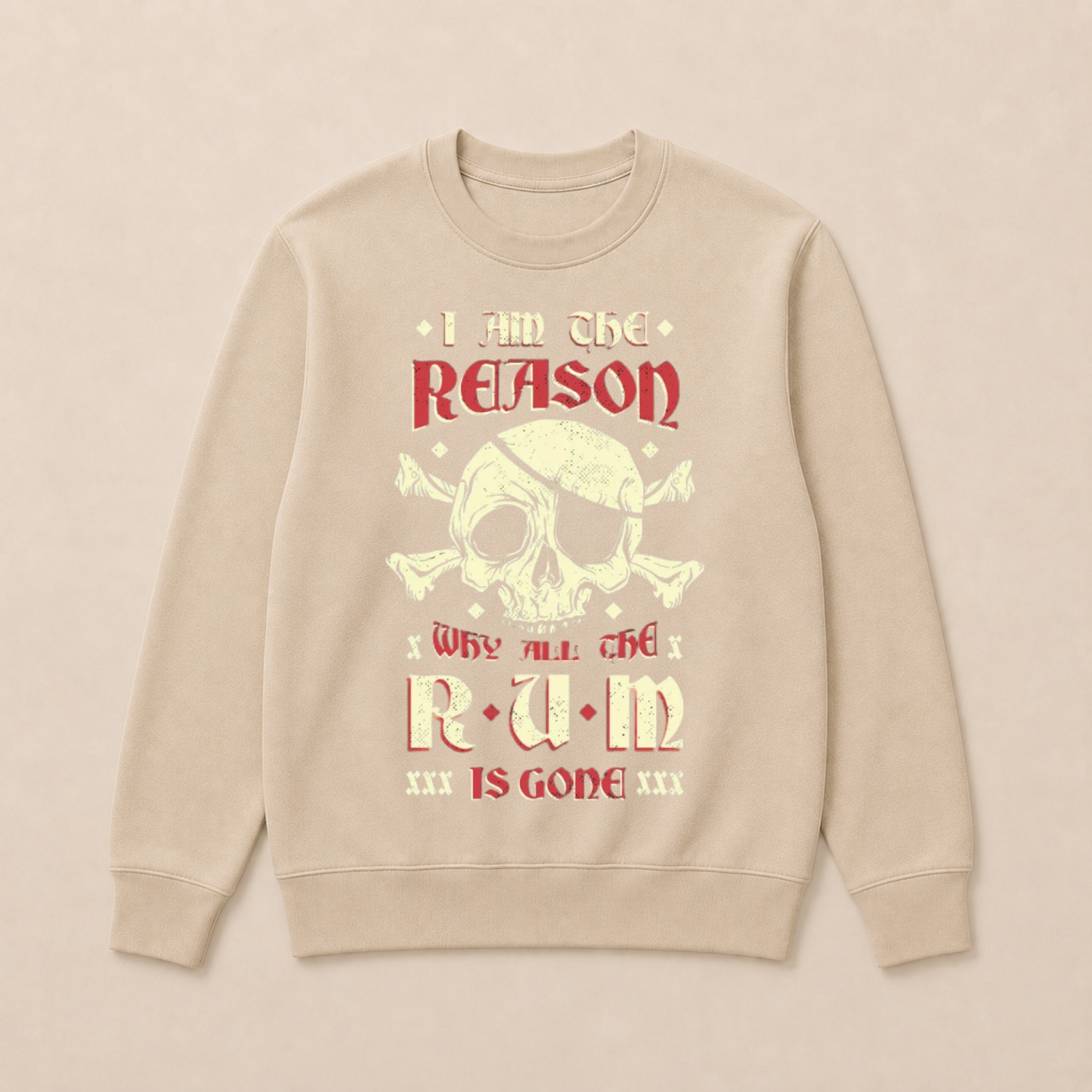 I Am the Reason Why All the Rum Is Gone Pirate Skull Funny Vintage Crewneck Sweatshirt