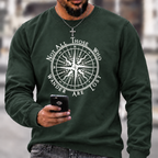 Not All Those Who Wander Are Lost Compass Graphic Crewneck Sweatshirt