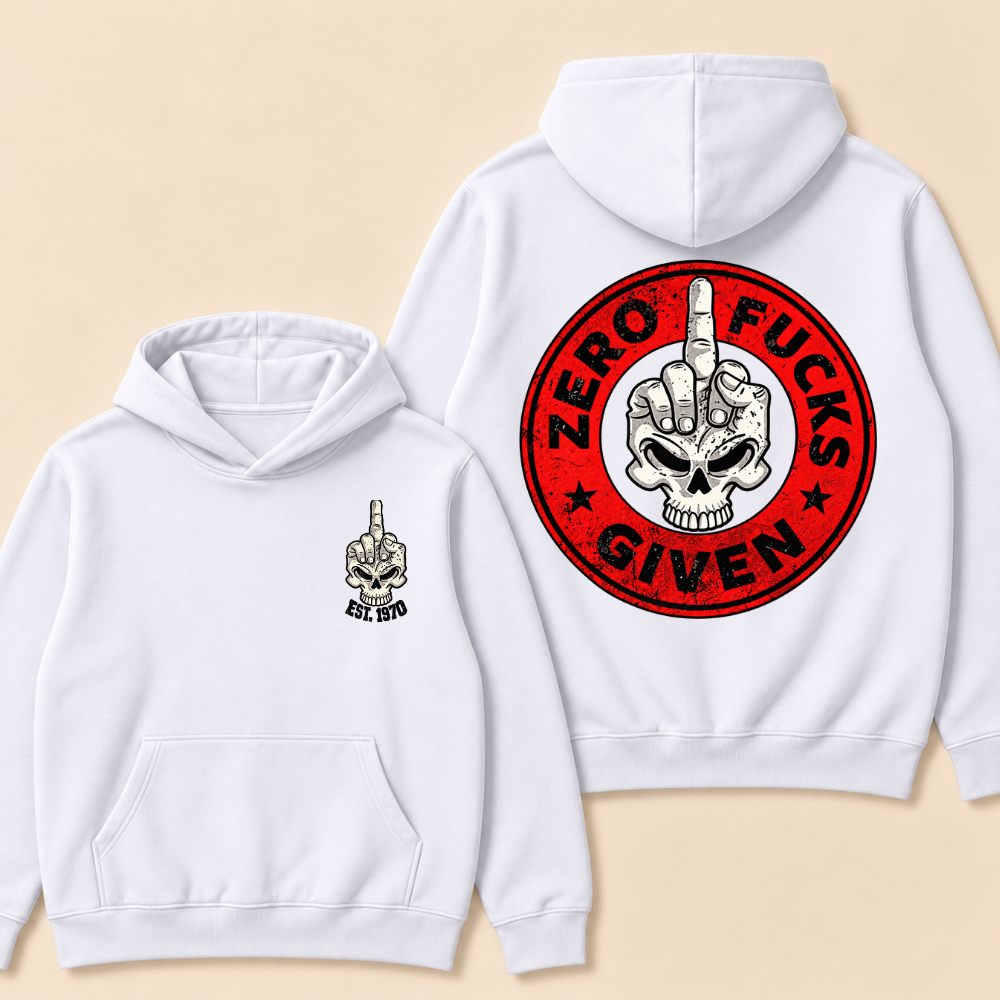 Zero Fucks Given Print Hoodie-Custom EST. Year