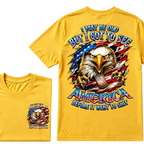 Customizable Birth Year Gen X Eagle Tee | Funny Patriotic Slogan T-Shirt Double Sided Print Torn American Flag Bald Eagle Dog Tag Top