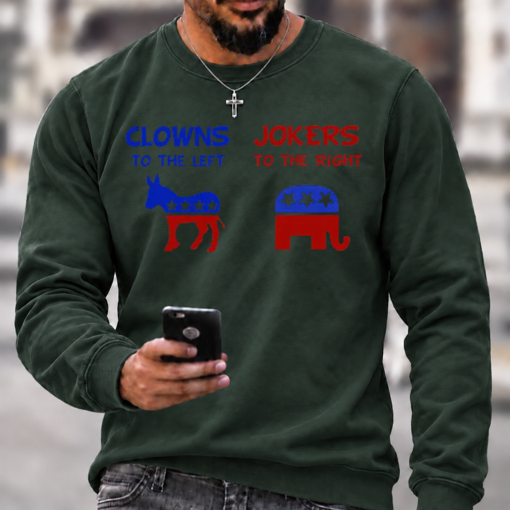 Clowns To The Left Jokers To The Right Crewneck Sweatshirt