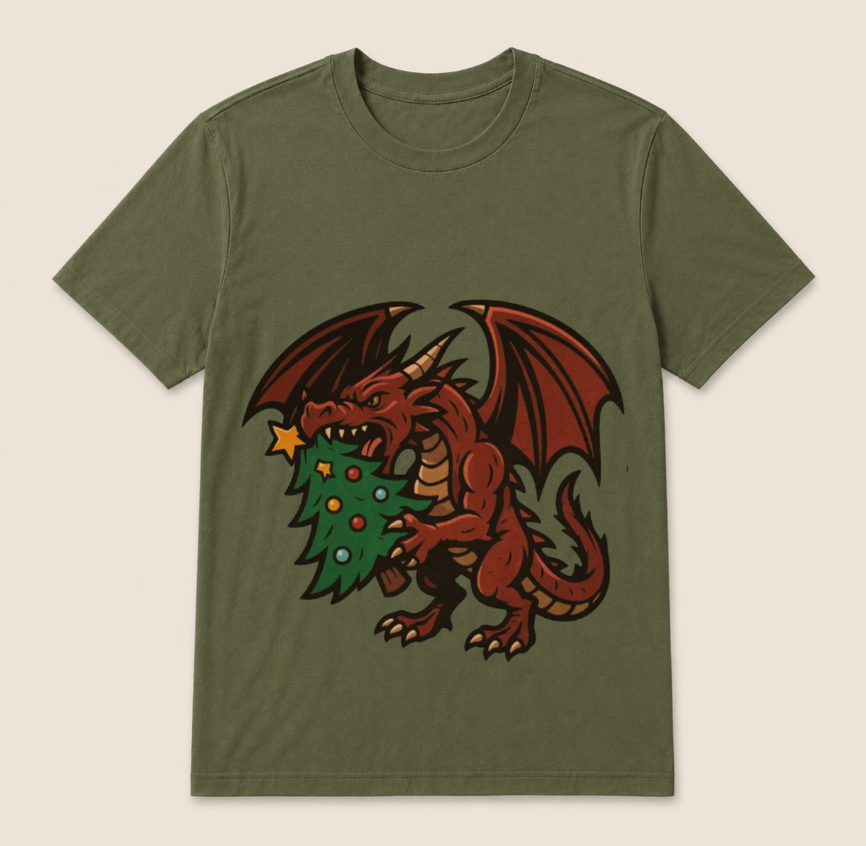 Christmas dragon with tree t-shirt