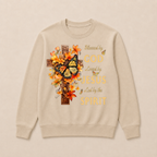 Blessed By God Loved By Jesus Fall Leaves Christian Cross Jesus God Christian Crewneck Sweatshirt