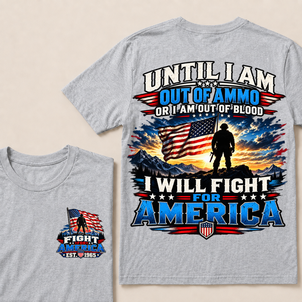 Custom Year Fight For America Patriotic Double Print Tee