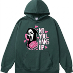 No You Hang Up Funny Ghost Calling Horror Halloween Pink Halloween Hoodie