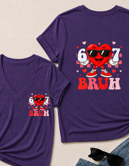 Six Seven 67 Bruh 6 7 Meme Funny Valentine Heart Boys Kids T Shirt
