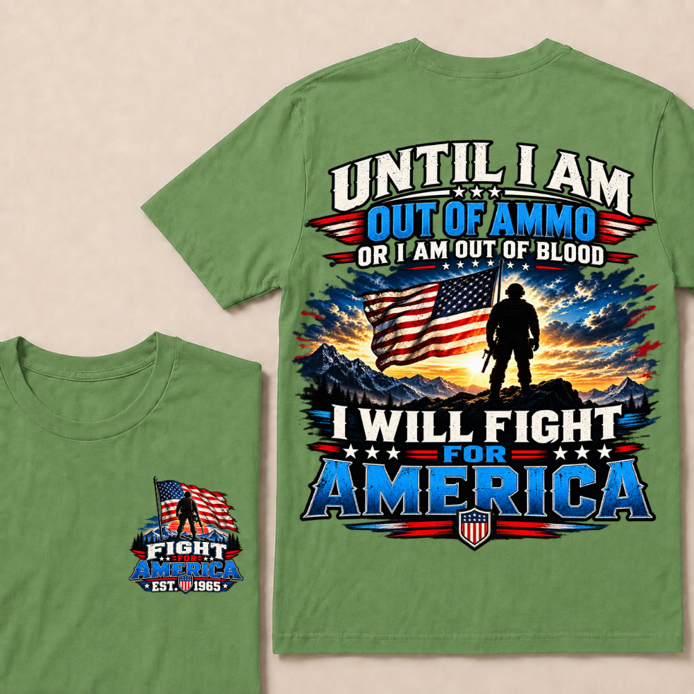 Custom Year Fight For America Patriotic Double Print Tee
