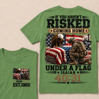Custom Year Military Memorial Faith Tee | Kneeling Soldier Casket USA Flag Bald Eagle Isaiah 40:31 Double Sided Print Mens Patriotic T-Shirt