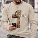 He Is Risen Cross Christian Graphic Sweatshirt