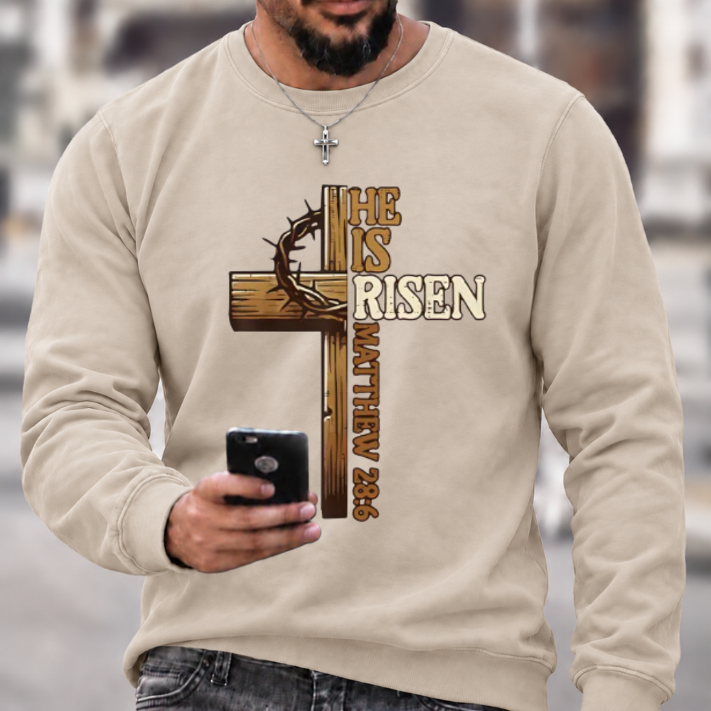 He Is Risen Cross Christian Graphic Sweatshirt