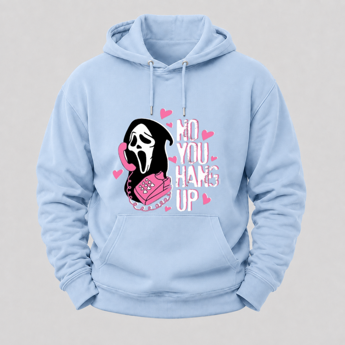 No You Hang Up Funny Ghost Calling Horror Halloween Pink Halloween Hoodie