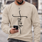 Men's Religious Belief Funny Graphic Print Casual Crew Neck Text Letters Cotton Sweatshirt