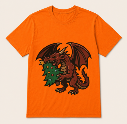 Christmas dragon with tree t-shirt