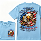 Customizable Birth Year Gen X Eagle Tee | Funny Patriotic Slogan T-Shirt Double Sided Print Torn American Flag Bald Eagle Dog Tag Top
