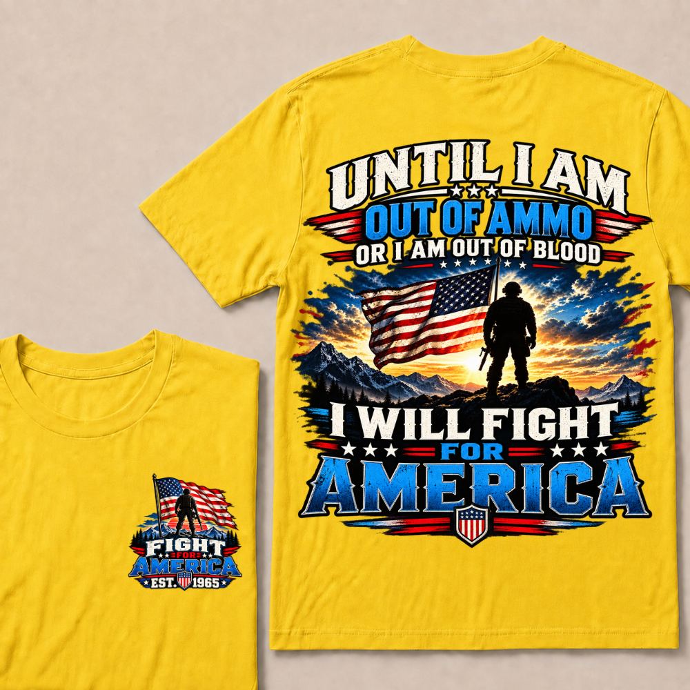Custom Year Fight For America Patriotic Double Print Tee