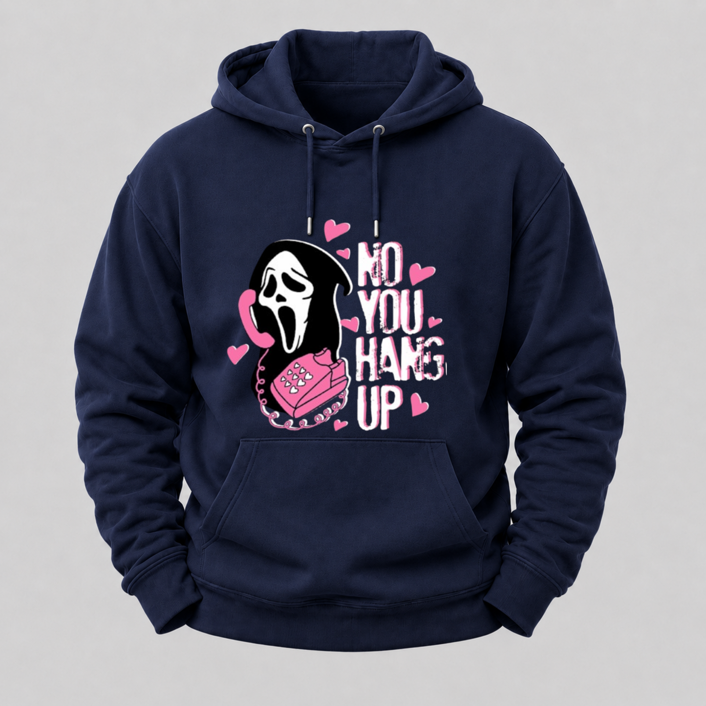 No You Hang Up Funny Ghost Calling Horror Halloween Pink Halloween Hoodie
