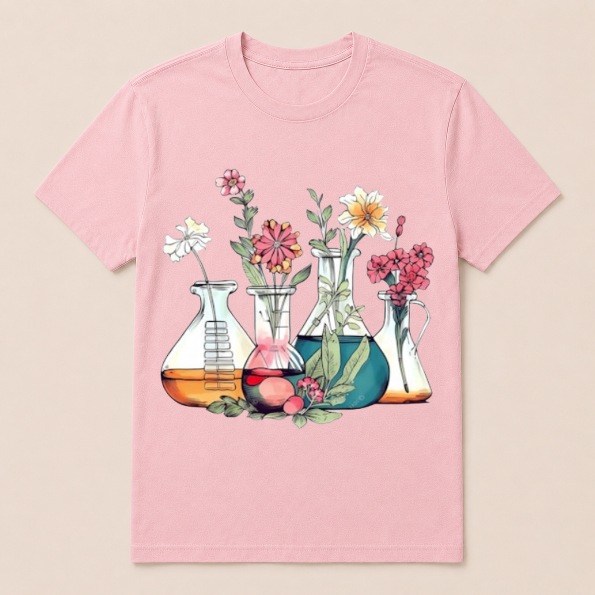 Laboratory Floral Beakers Chemistry Lab Scientist Best Gift For Science Lover Science T Shirt