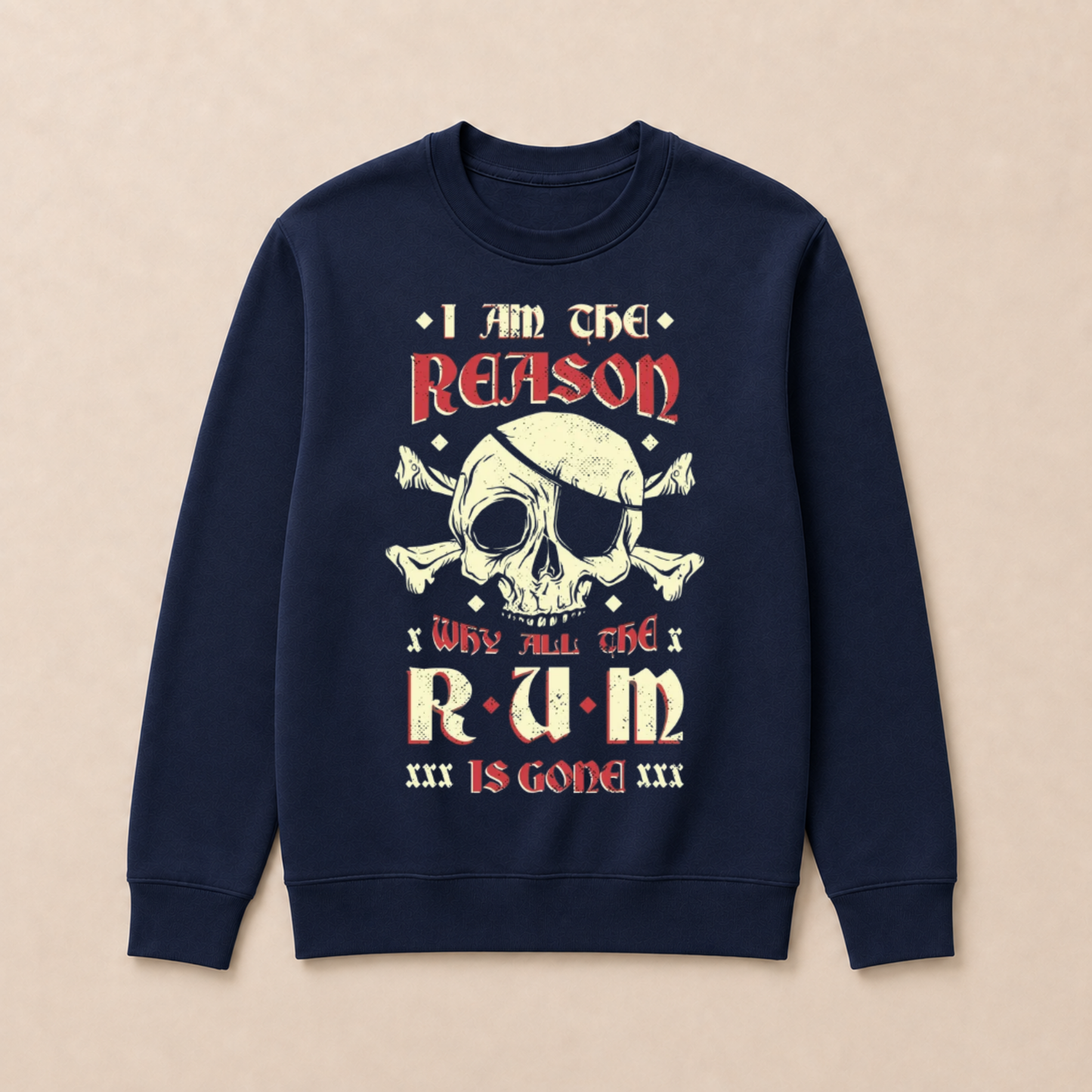 I Am the Reason Why All the Rum Is Gone Pirate Skull Funny Vintage Crewneck Sweatshirt