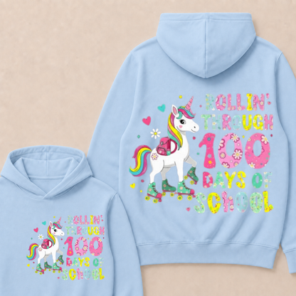 100 Days of School Unicorn 100th Day Smarter Girls Teacher Hoodie