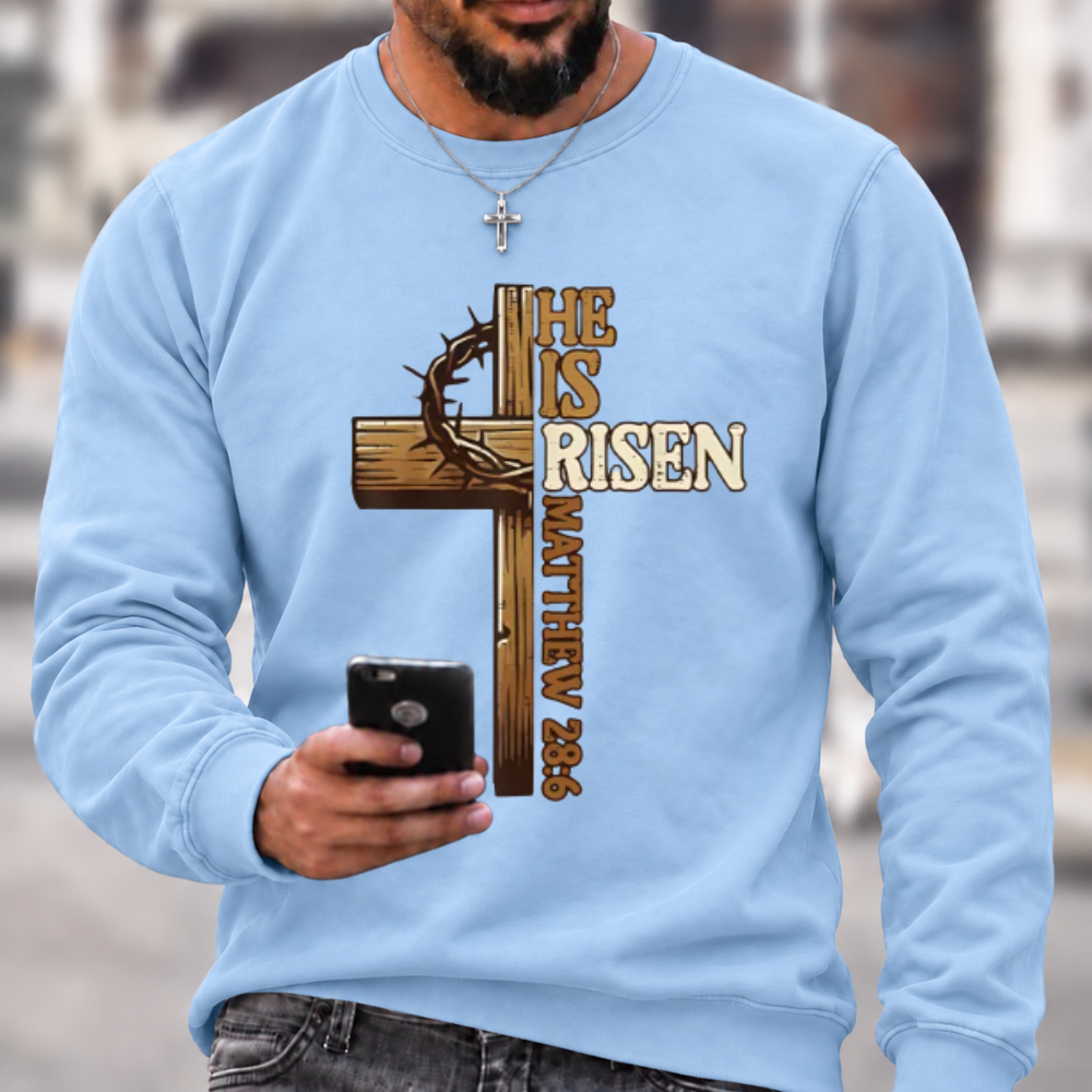 He Is Risen Cross Christian Graphic Sweatshirt