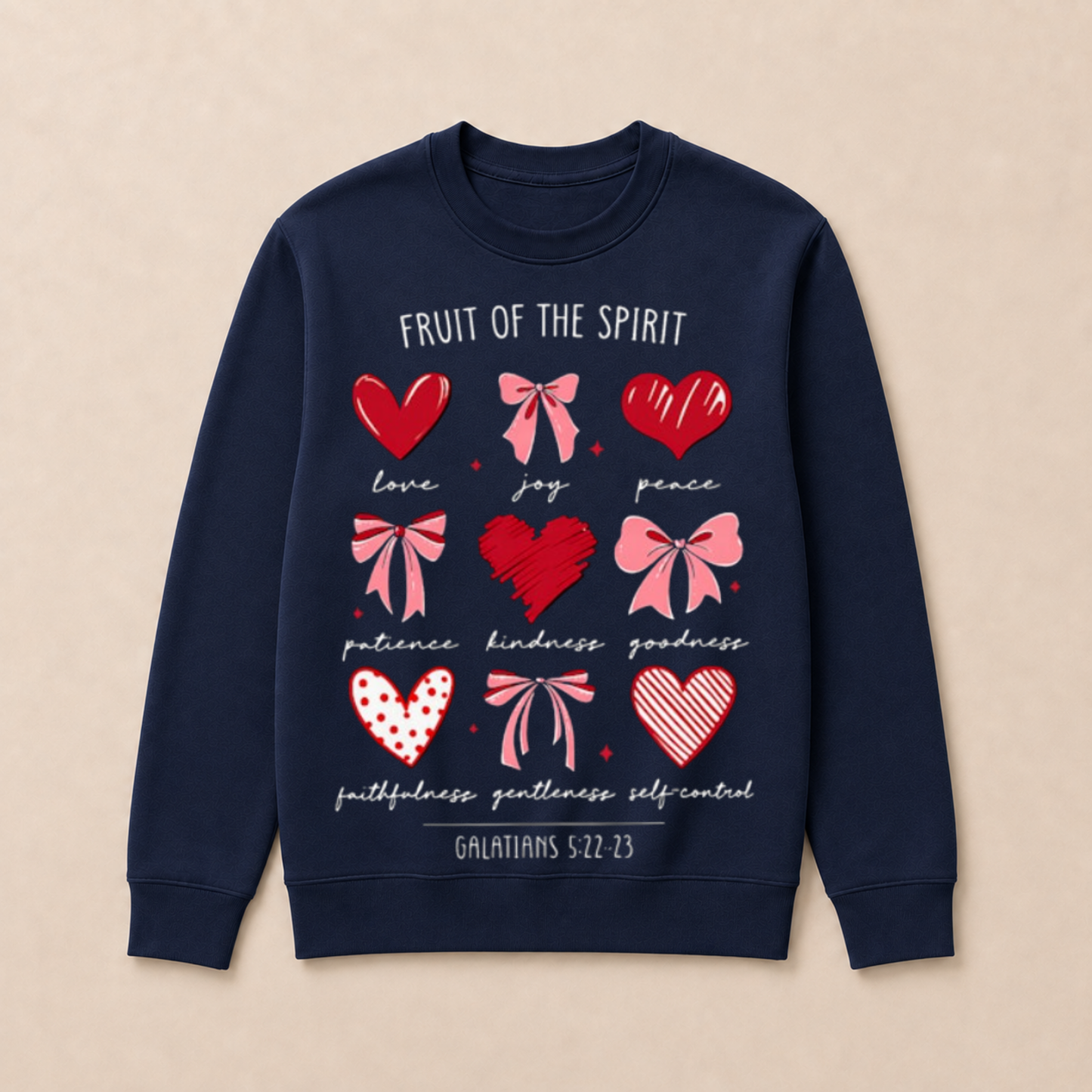Fruit of The Spirit Christian Hearts Galatians 522 23 Crewneck Sweatshirt