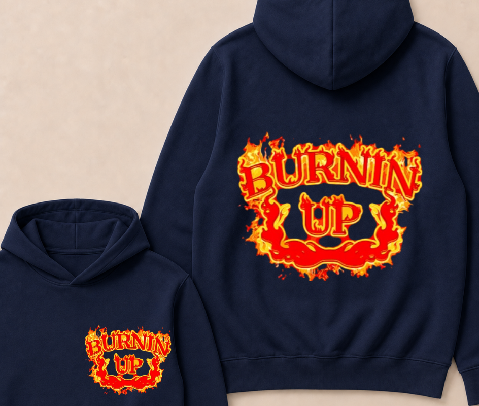 Burnin Up Vintage Flames Hoodie