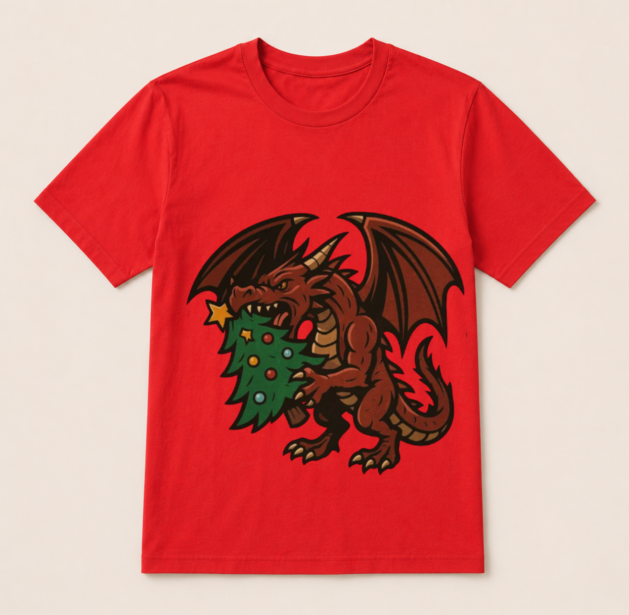Christmas dragon with tree t-shirt