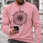 Not All Those Who Wander Are Lost Compass Graphic Crewneck Sweatshirt