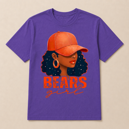 Vintage Bear Girl Black Women Sports Lover T Shirt
