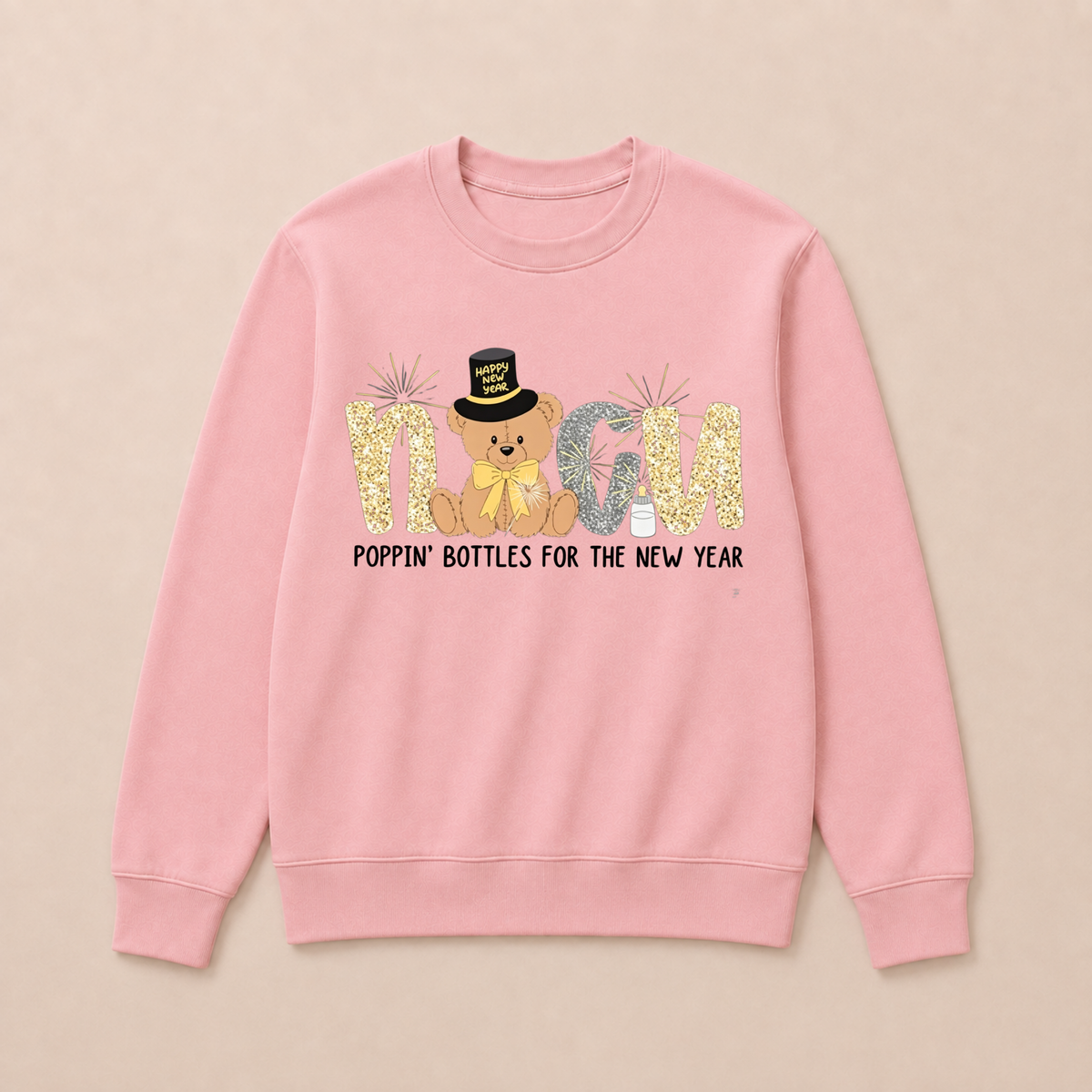 Cute New Year Teddy Bear  Crewneck Sweatshirt