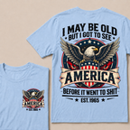 Custom Birth Year American Eagle Tee | Retro USA Banner Shield Patriotic Slogan Double Sided Print Graphic T-Shirt