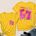 7th Birthday Girl I was 6 Now I'm 7 Year Old Girl Birthday V-Neck T-Shirt