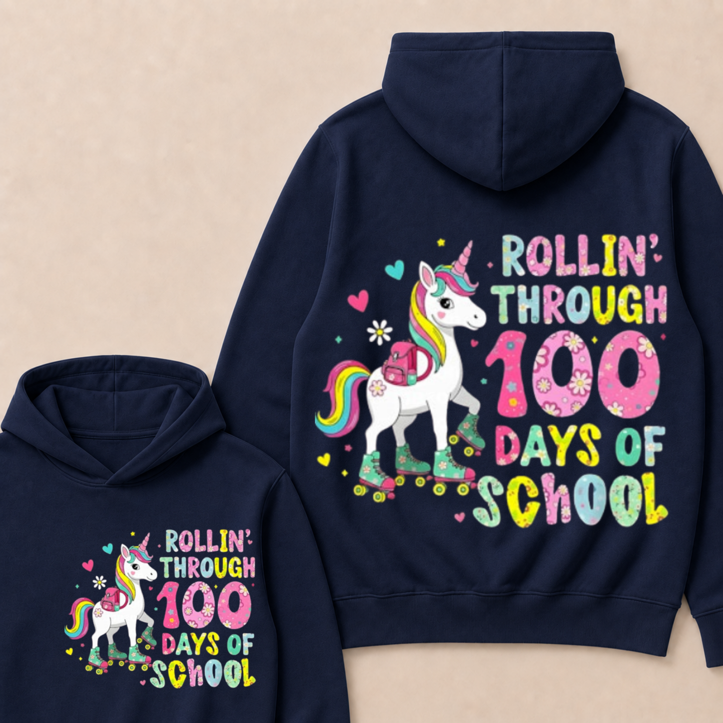 100 Days of School Unicorn 100th Day Smarter Girls Teacher Hoodie