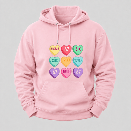 Valentine’s Day 67 Meme Six Seven Heart Kids 6 7 Boys Funny Hoodie
