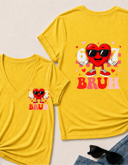 Six Seven 67 Bruh 6 7 Meme Funny Valentine Heart Boys Kids T Shirt