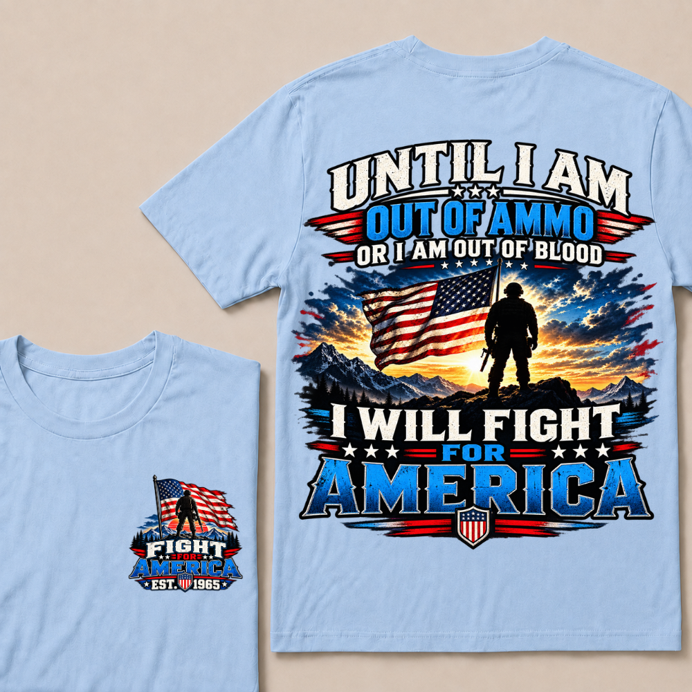 Custom Year Fight For America Patriotic Double Print Tee