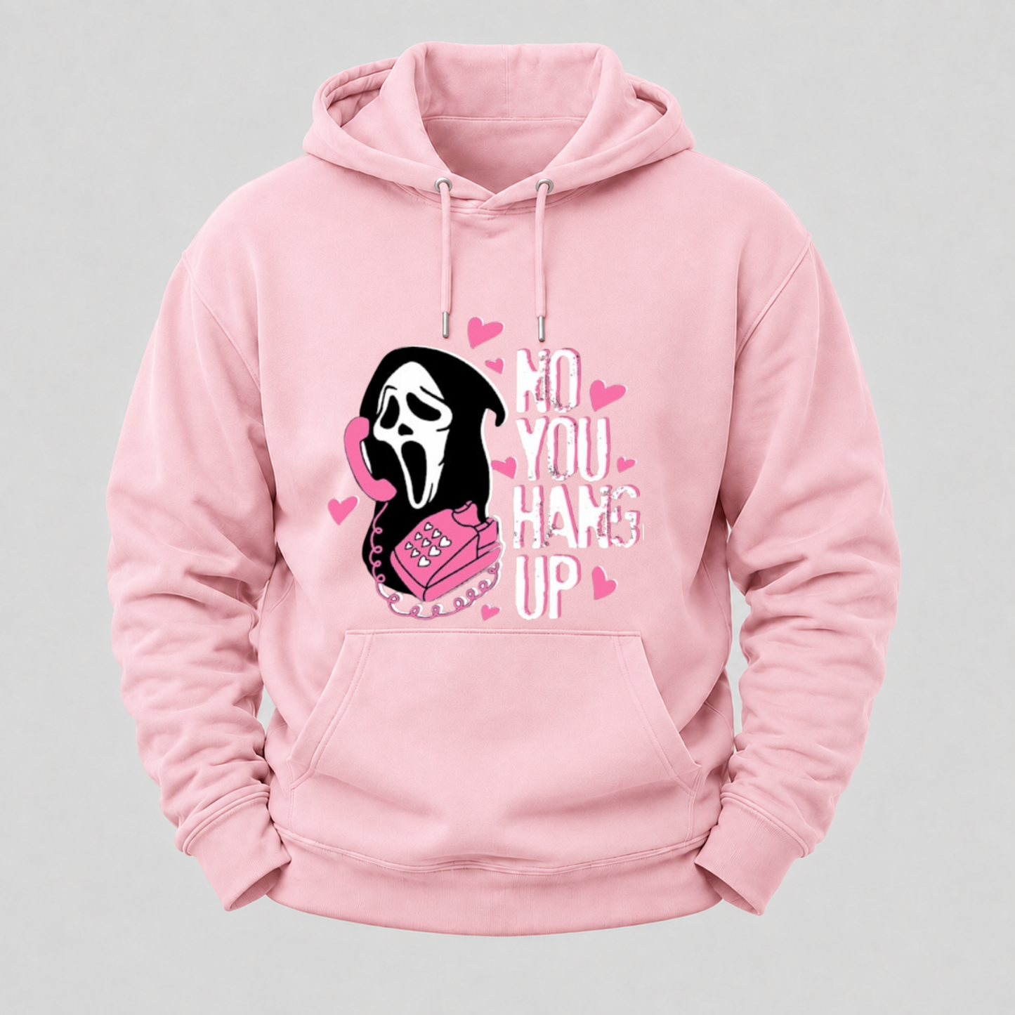 No You Hang Up Funny Ghost Calling Horror Halloween Pink Halloween Hoodie