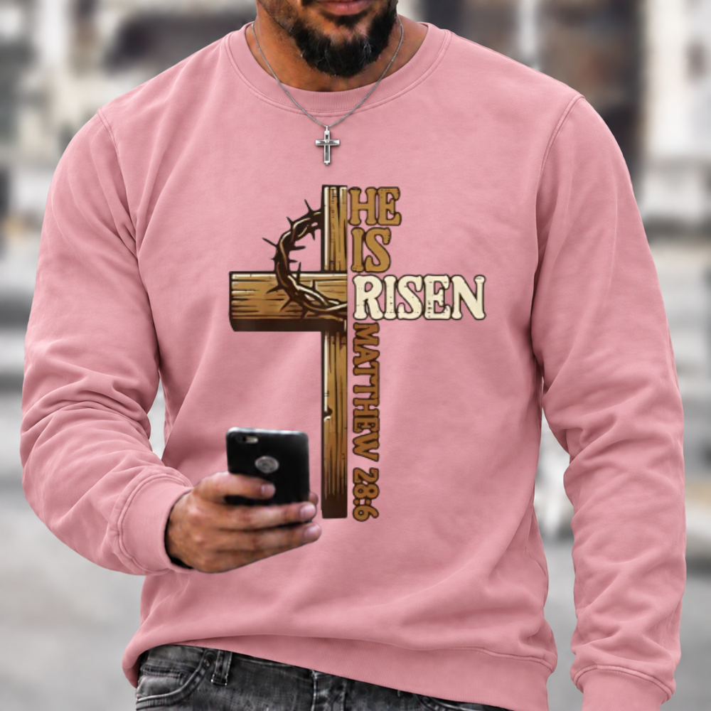 He Is Risen Cross Christian Graphic Sweatshirt