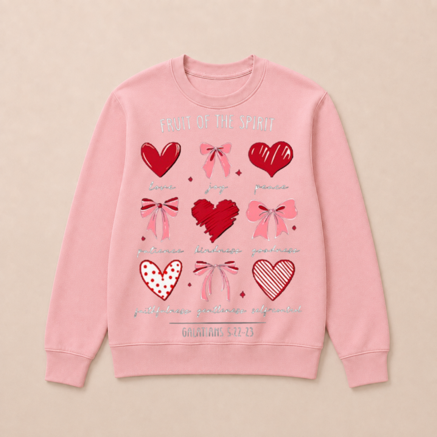 Fruit of The Spirit Christian Hearts Galatians 522 23 Crewneck Sweatshirt