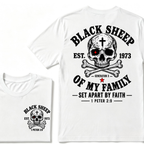 Custom EST.Year Customize Gen X Black Sheep Of My Family Set Apart By Faith 1 Peter 2:9 T-Shirt